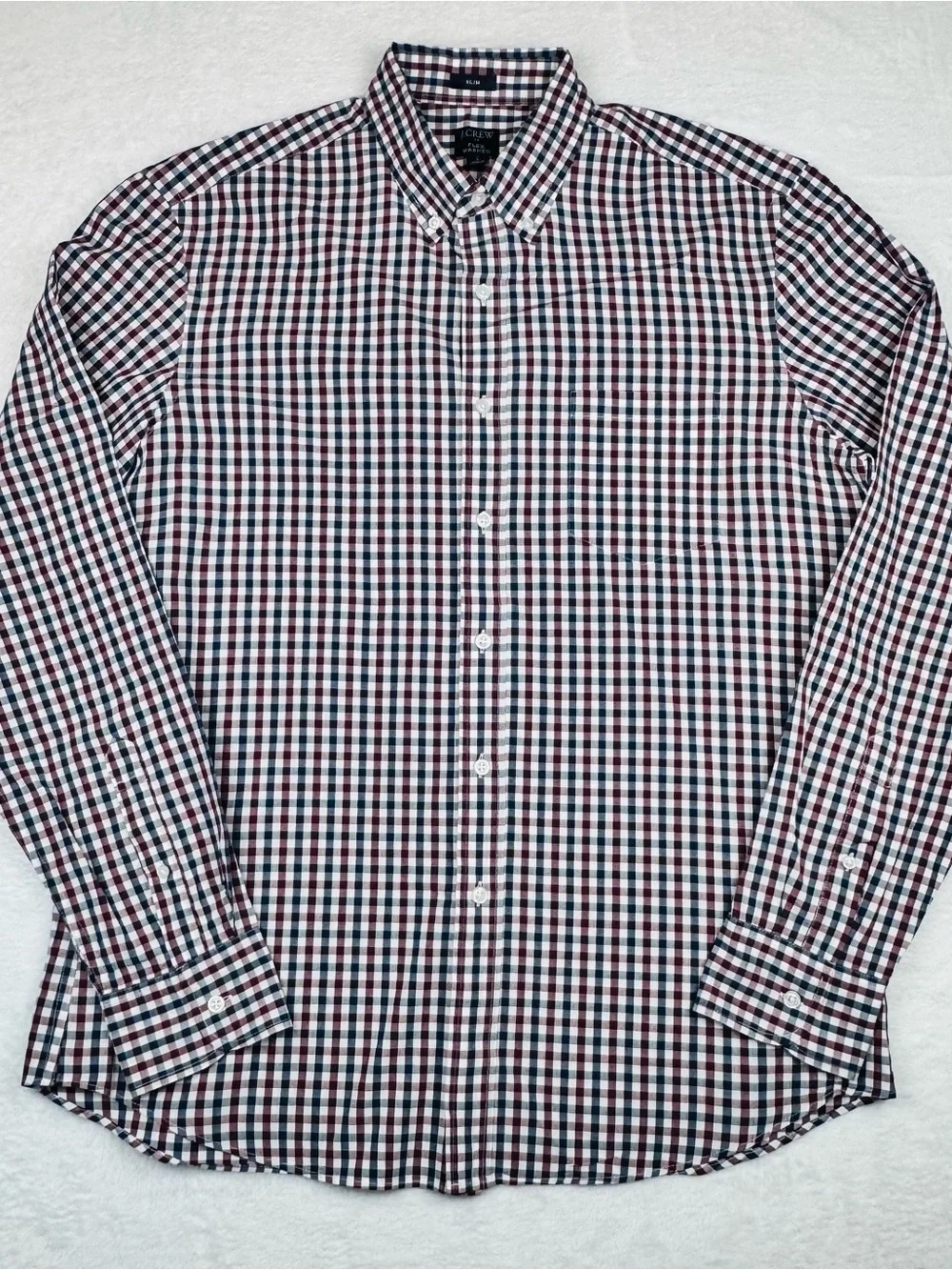 J.Crew Flexed Wash Slim button down dress shirt. Red/ white/ blue. Men’s size L.